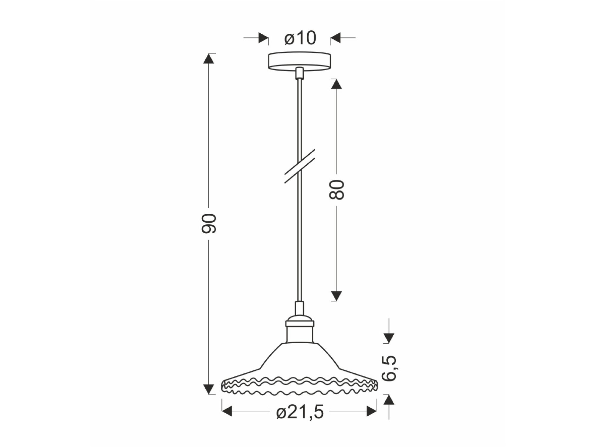 Lampa wisząca Valario rysunek wymiarowy 90 cm wysokości