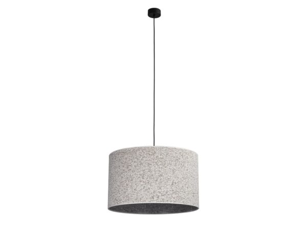 Lampa wisząca Vellum z czarną oprawą i grafitowym abażurem na białym tle