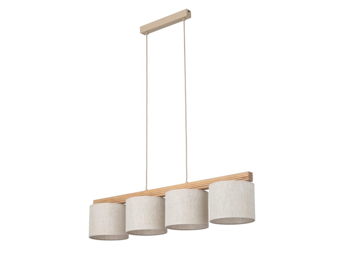 Lampa wisząca Viga Shade 4-punktowa z lnianymi abażurami
