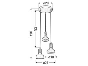 Miniaturka 1 - Lampa Gilata rysunek wymiarowy trzech kloszy i podsufitki