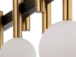 Miniaturka 4 - Detal lampy wiszącej Akord 6 z czarną belką i złotymi mocowaniami kul