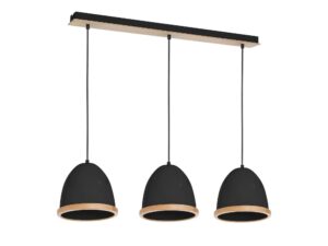 Miniaturka 4 - Czarna lampa wisząca Aladeta z trzema kloszami na białym tle
