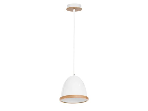 Biała lampa wisząca Aladeta z kloszem 21 cm na jasnym tle