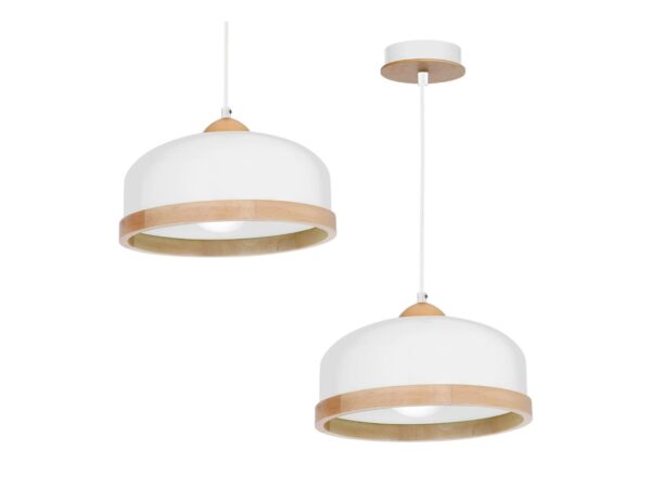 Biała lampa wisząca Aladeta z szerokim kloszem 32 cm na białym tle
