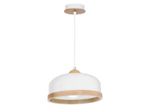 Miniaturka 1 - Biała lampa wisząca Aladeta z kloszem 32 cm w ujęciu bocznym