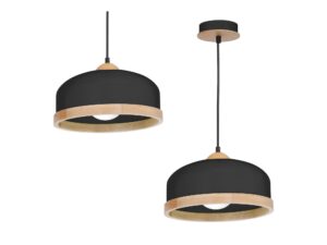 Miniaturka 4 - Czarna lampa wisząca Aladeta z kloszem 32 cm na jasnym tle