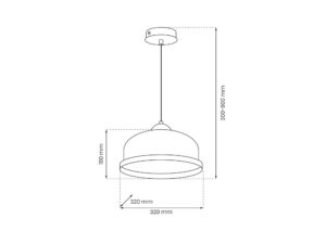 Miniaturka 3 - Schemat wymiarowy lampy wiszącej Aladeta z kloszem 32 cm