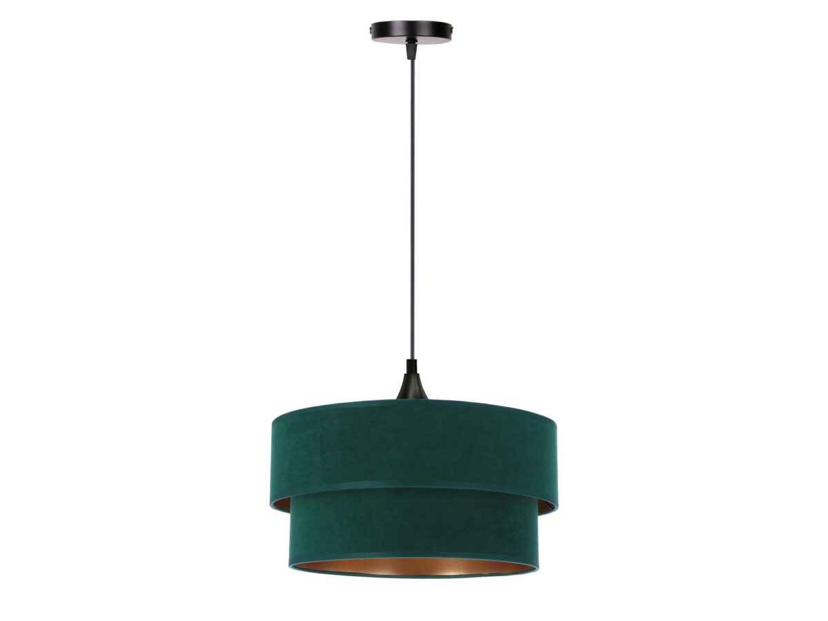 Lampa wisząca Alaria zielona welurowa złota 35 cm