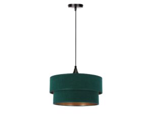 Miniaturka 2 - Lampa wisząca Alaria z zielonym welurowym abażurem i złotym wnętrzem