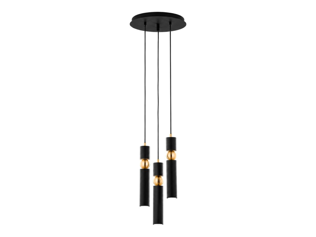 Lampa wisząca Alas 3-punktowa – czarno-złota i złota