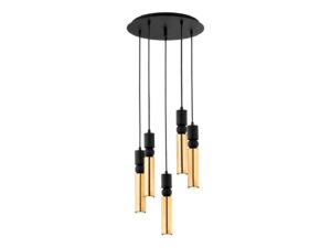 Miniaturka 7 - Lampa wisząca Alas 5-punktowa z cylindrycznymi kloszami na białym tle