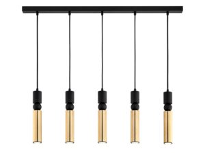 Miniaturka 5 - Lampa wisząca Alas 5-punktowa złota i czarna na białym tle