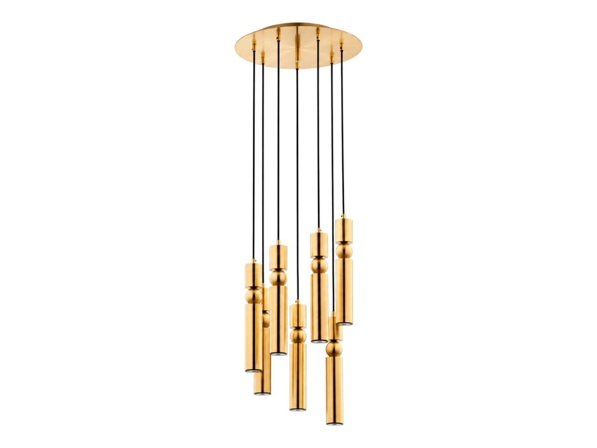 Lampa wisząca Alas 7-punktowa z cylindrycznymi kloszami
