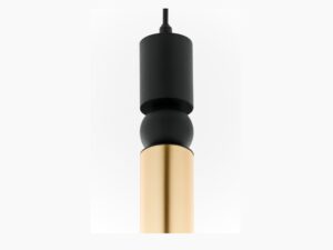 Miniaturka 4 - Detal lampy wiszącej Alas 2006, czarna kula nad złotym dolnym cylindrem