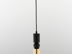 Miniaturka 2 - Lampa wisząca Alas złoto-czarna z czarną kulą i złotym dolnym cylindrem, pełny widok