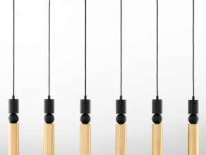Miniaturka 2 - Lampa wisząca Alas 6-punktowa ze złotymi tubami i czarnymi kulami