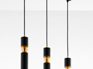 Miniaturka 4 - Lampa Alas 3-punktowa z czarnymi cylindrami i złotymi detalami pod kątem
