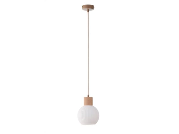 Lampa wisząca Alba 1 S z mlecznobiałym ryflowanym kloszem na białym tle