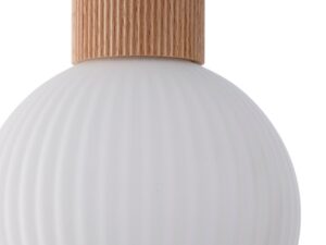 Miniaturka 2 - Lampa wisząca Alba 1 S – detal drewnianej oprawy i ryflowanego szkła