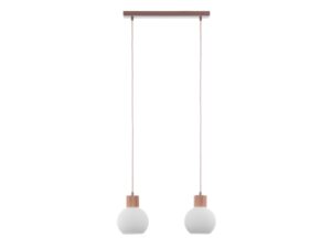 Miniaturka 4 - Lampa wisząca Alba 2 z dwoma białymi ryflowanymi kloszami na jasnym tle