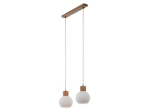 Miniaturka 1 - Lampa wisząca Alba 2 z drewnianymi detalami widziana pod kątem