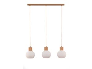 Miniaturka 5 - Lampa wisząca Alba 3 liniowa z trzema ryflowanymi białymi kloszami na białym tle