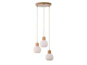 Miniaturka 12 - Okrągła lampa wisząca Alba 3 z trzema białymi ryflowanymi kloszami