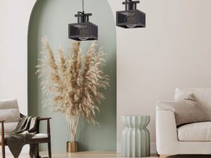 Miniaturka 1 - Lampa wisząca Albert 1 czarna, dodatkowy widok klosza i zawieszenia