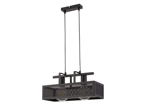 Lampa wisząca Albert 2 z czarnym metalowym kloszem, widok całej oprawy
