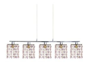 Miniaturka 3 - Lampa wisząca Alimena z pięcioma punktami G9 i fioletowymi kryształkami na białym tle