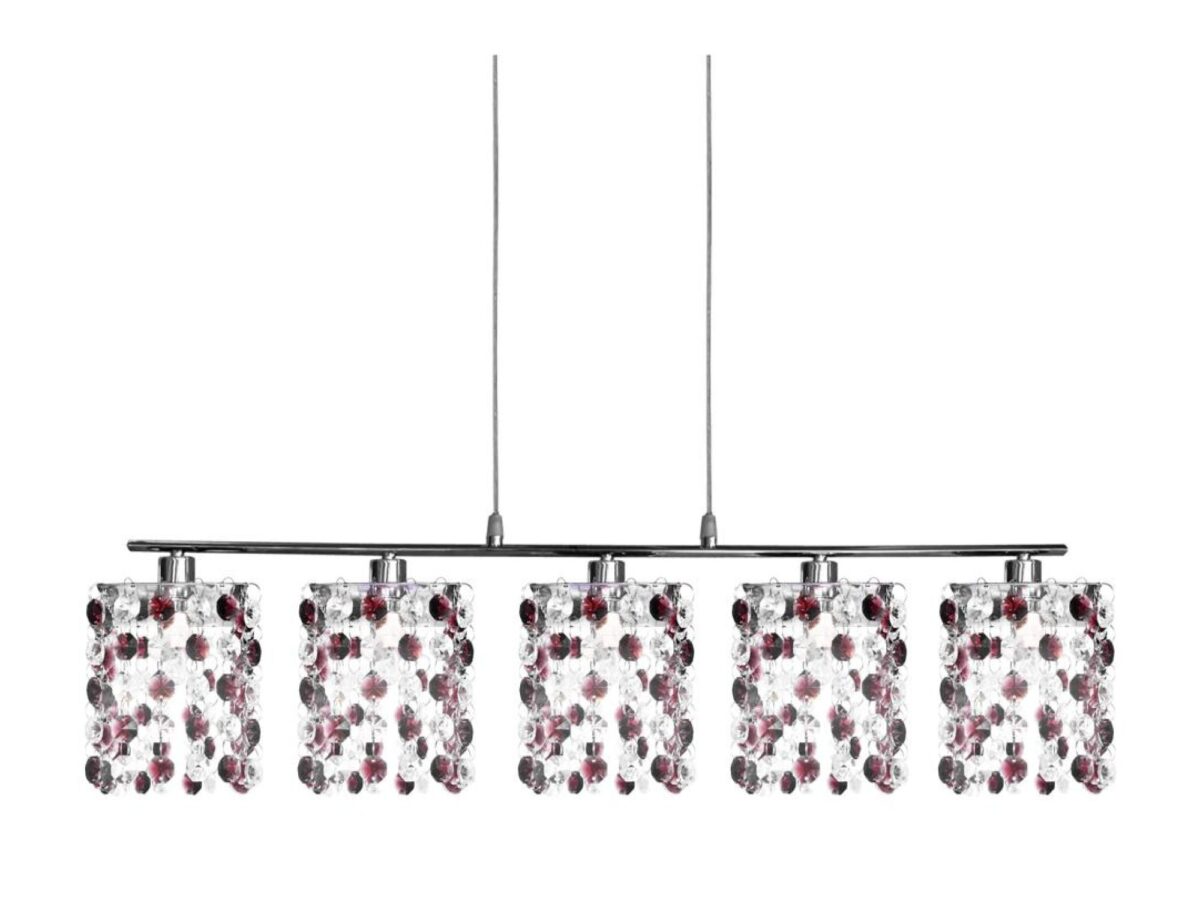 Lampa wisząca Alimena 5-punktowa 80 cm burgund i chrom