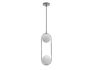 Miniaturka 1 - Lampa wisząca Alitio chromowana z dwiema białymi szklanymi kulami