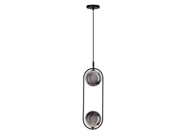 Lampa wisząca Alitio czarna dwa grafitowe klosze kule