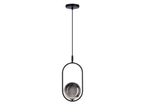 Miniaturka 6 - Lampa wisząca Alitio czarna z grafitową szklaną kulą
