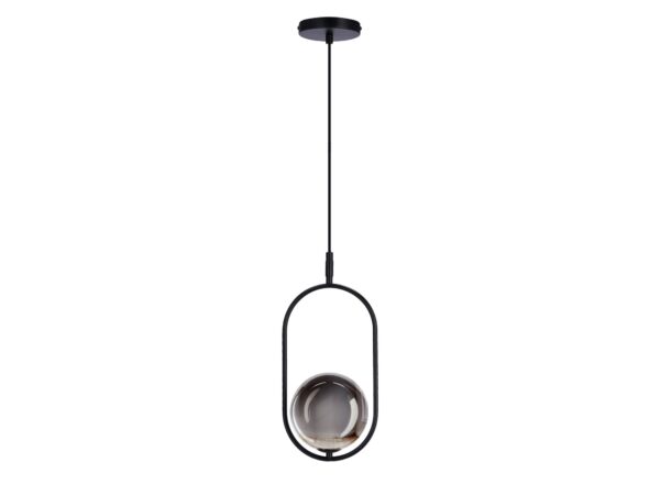 Lampa wisząca Alitio czarna z grafitową szklaną kulą