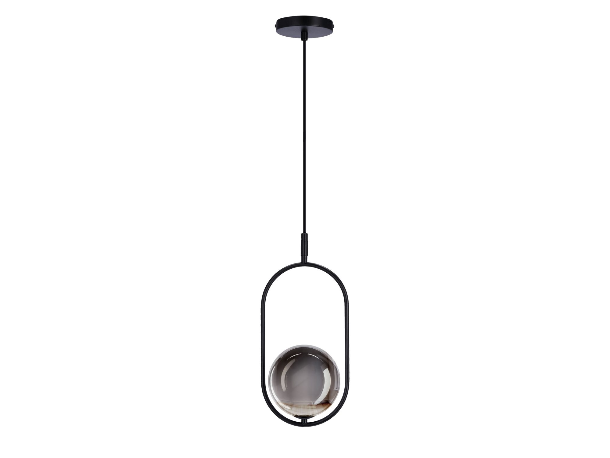 Lampa wisząca Alitio czarna z grafitową szklaną kulą