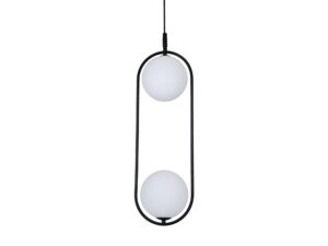 Miniaturka 4 - Czarna lampa Alitio z białymi kulami, detal pionowej owalnej ramy