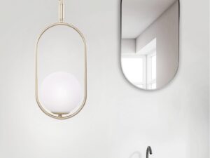 Miniaturka 1 - Lampa wisząca Alitio z mlecznobiałym kloszem G9 w aranżacji wnętrza