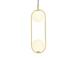 Miniaturka 2 - Złota lampa wisząca Alitio z dwiema podświetlonymi kulami, zbliżenie
