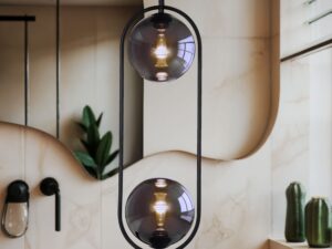 Miniaturka 3 - Lampa wisząca Alitio podwójna grafitowe kule we wnętrzu