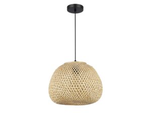 Miniaturka 6 - Lampa wisząca Alodina, naturalny ażurowy klosz bambusowy na białym tle