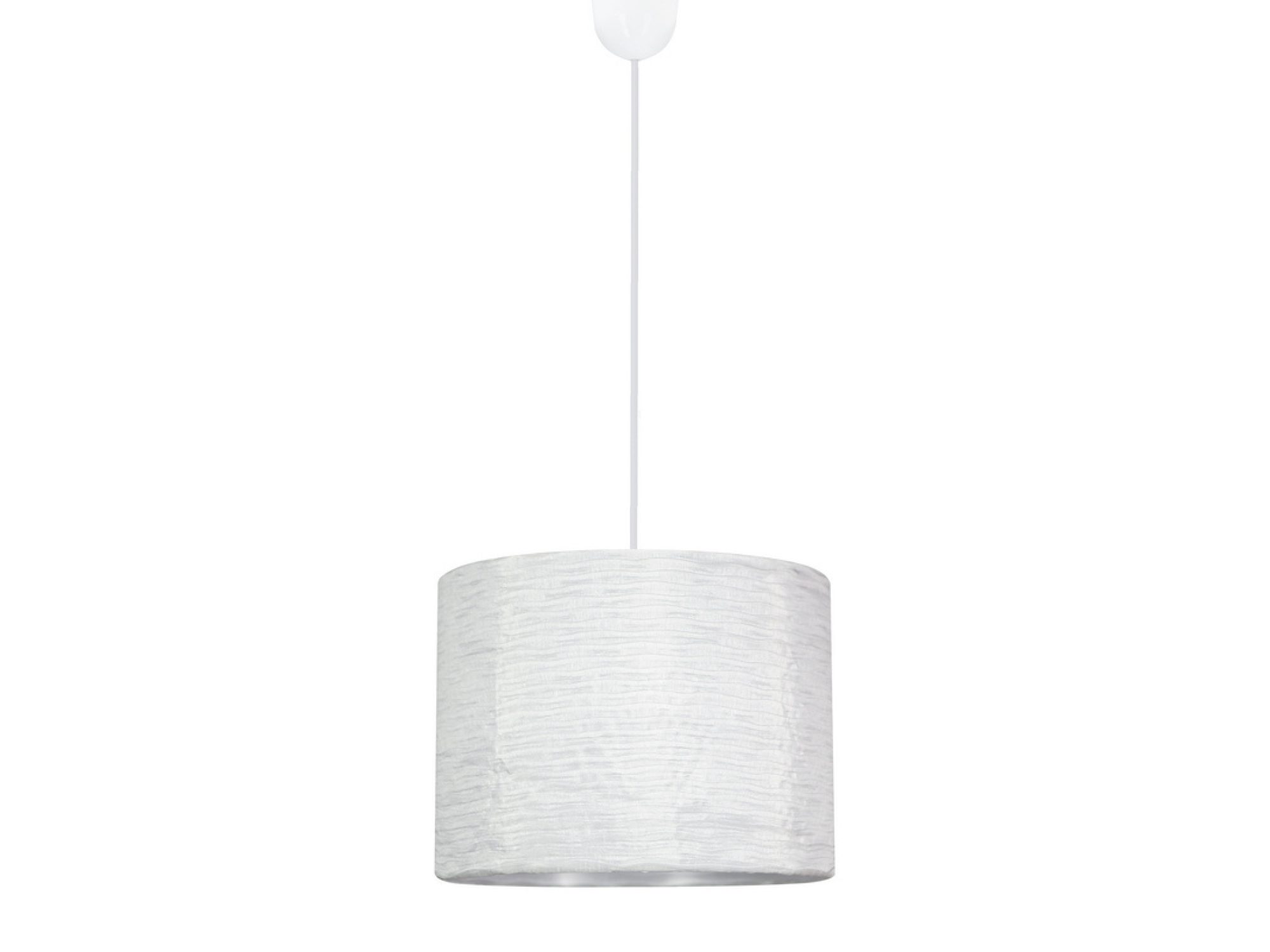 Lampa wisząca Alorino z białym plisowanym cylindrycznym abażurem