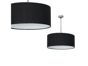 Miniaturka 1 - Lampa wisząca Alovino czarny abażur z chromowanym detalem, widok całej oprawy