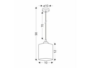 Miniaturka 1 - Rysunek wymiarowy lampy wiszącej Amadio o wysokości 90 cm