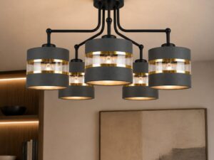 Miniaturka 5 - Lampa Amasora pięciopunktowa z czarnymi abażurami we wnętrzu