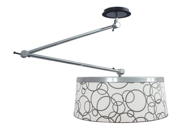 Lampa wisząca Amelino chromowana z białym kloszem w okręgi
