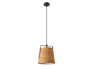 Miniaturka 5 - Lampa wisząca Amesona z jednym abażurem o ciepłym żółto-beżowym wykończeniu i czarnym stelażem