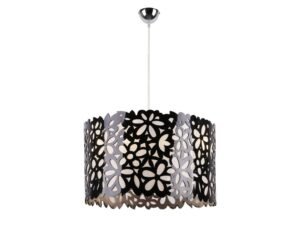 Miniaturka 2 - Lampa wisząca Amevona z czarnym ażurowym abażurem w kwiatowe wzory i stalowym zawieszeniem