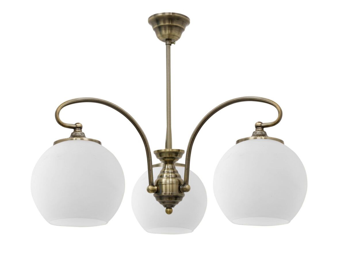 Lampa wisząca z 3 kloszami Amodeta 51 cm patynowana miedź