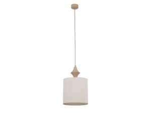 Miniaturka 1 - Lampa wisząca Amura w piaskowym beżu z lnianym abażurem na białym tle